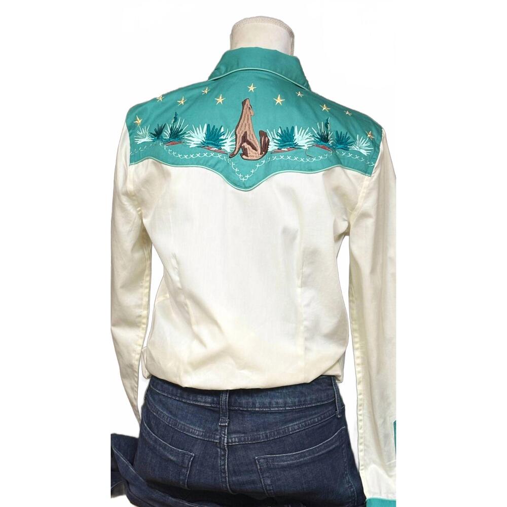 NEW PANHANDLE women's coyote retro western shirt in cream - Picture 2 of 2